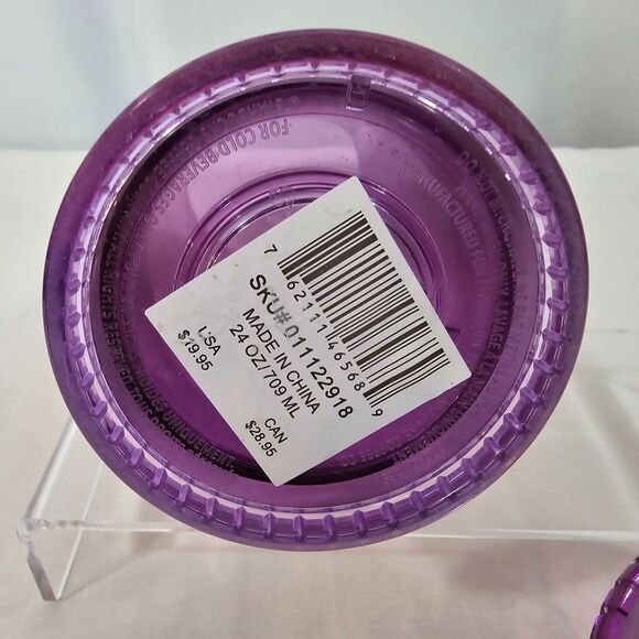 Starbucks Tumbler 24oz Cold Pink Purple Textured Grid Pattern Venti New - Picture 2 of 7